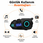 K09 Çift Yönlü Intercom Motosiklet Kask Kulaklığı, Bluetooth Gürültü Azaltıcı Kask İçi Ses Sistemi