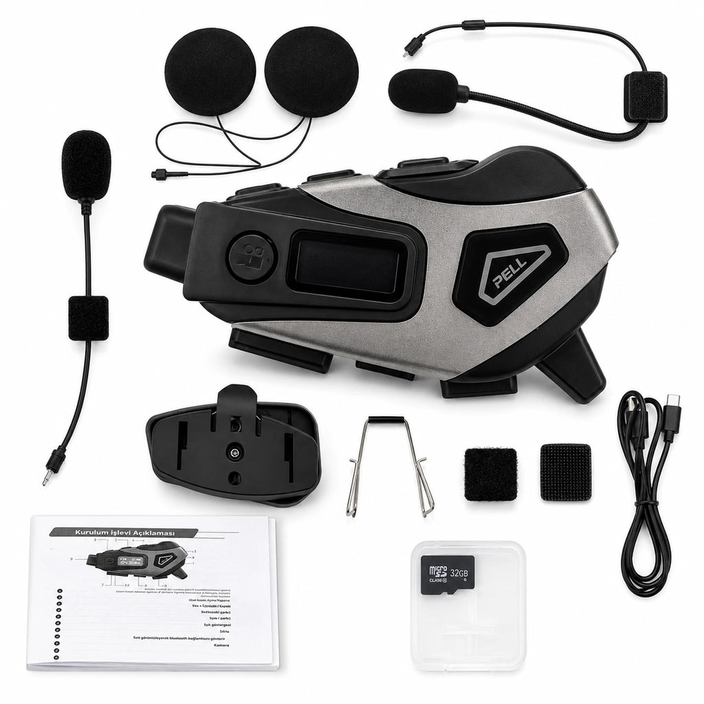K10 DVR Kameralı Motosiklet Intercomu Bluetooth, Radyolu Kask Kulaklığı
