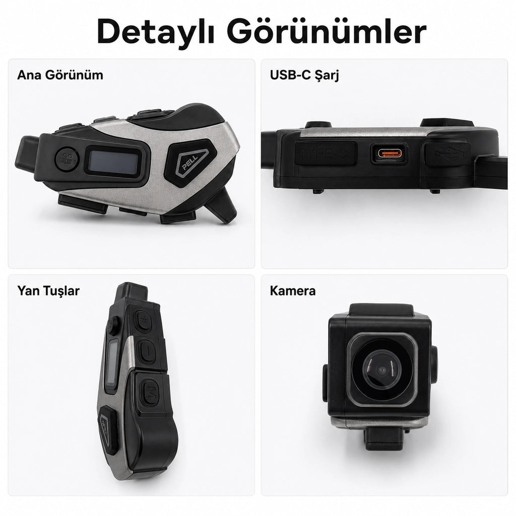 K10 DVR Kameralı Motosiklet Intercomu Bluetooth, Radyolu Kask Kulaklığı