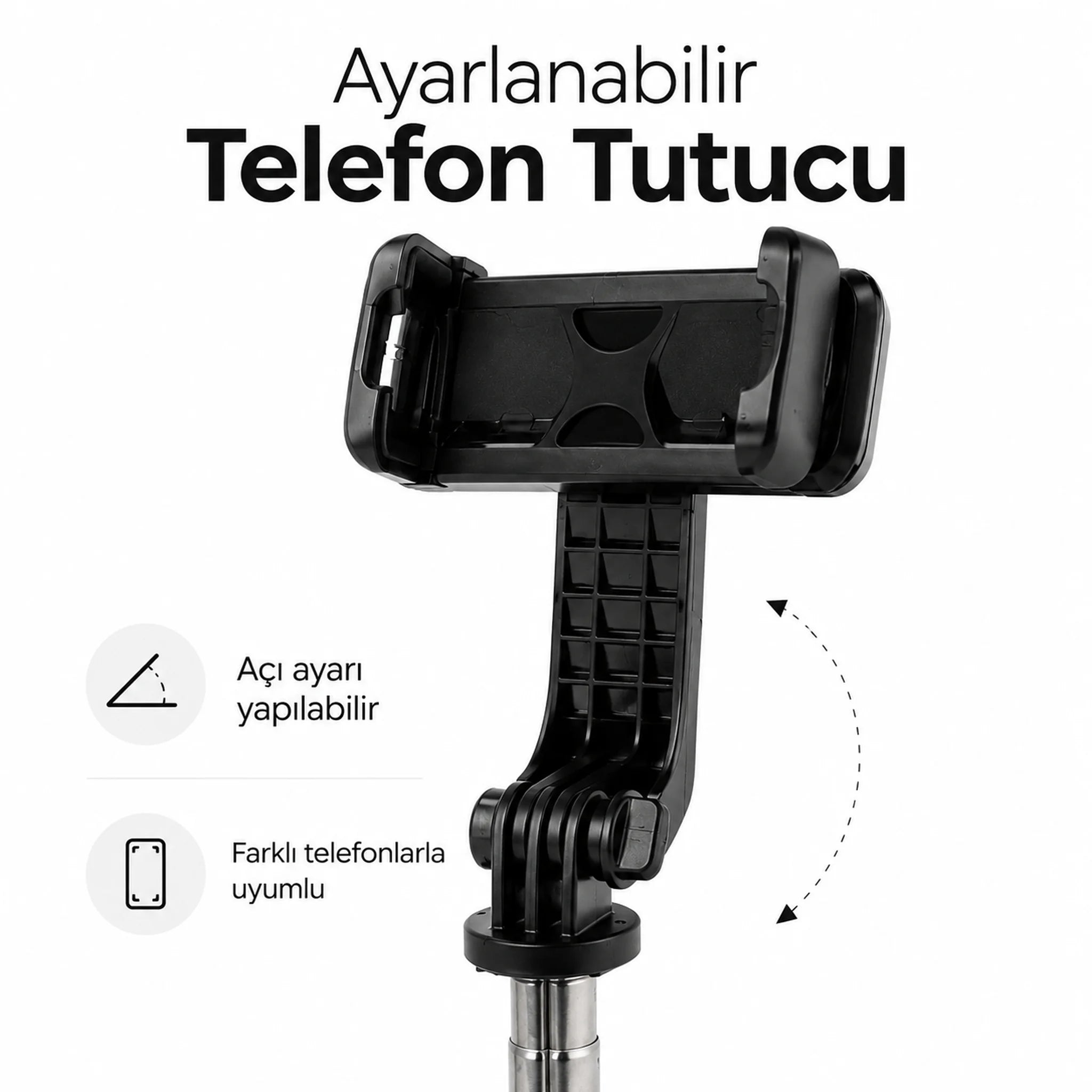 PELL L02 Bluetooth Kumandalı Tripod Selfie Çubuğu 100cm, 4 In 1 Kablosuz Monopod