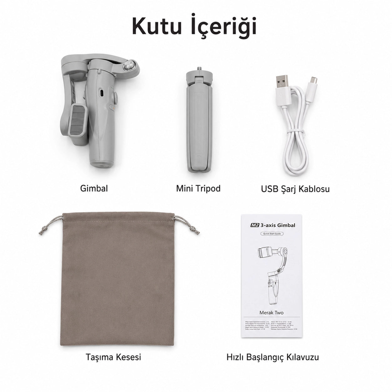M2 Telefon Gimbal Stabilizatör 3-Eksenli, Katlanabilir Cep Telefonu Gimbalı