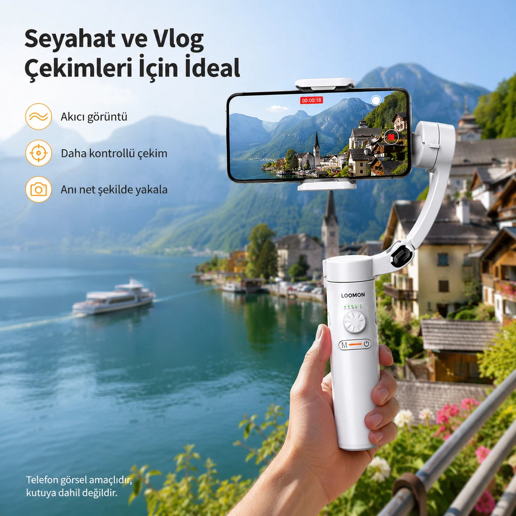 M2 Telefon Gimbal Stabilizatör 3-Eksenli, Katlanabilir Cep Telefonu Gimbalı
