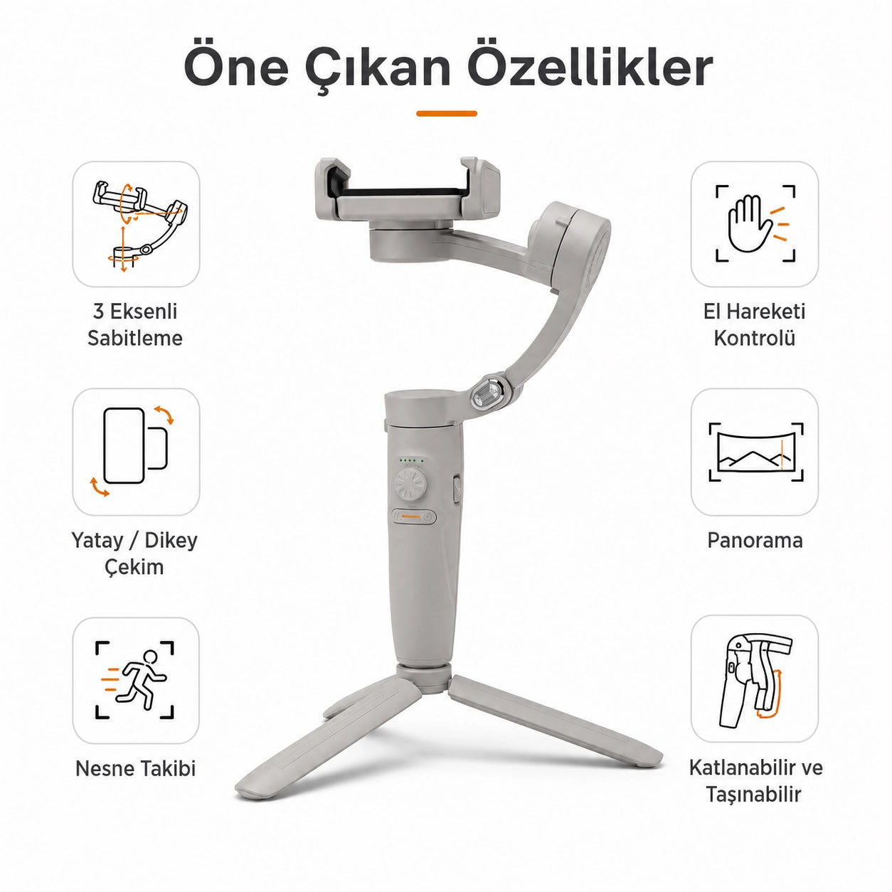 M2 Telefon Gimbal Stabilizatör 3-Eksenli, Katlanabilir Cep Telefonu Gimbalı