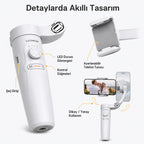 M2 Telefon Gimbal Stabilizatör 3-Eksenli, Katlanabilir Cep Telefonu Gimbalı