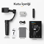 M3 Alpro Telefon Gimbal Stabilizatör 3-Eksenli, AI Akıllı Takip Özellikli Sabitleyici