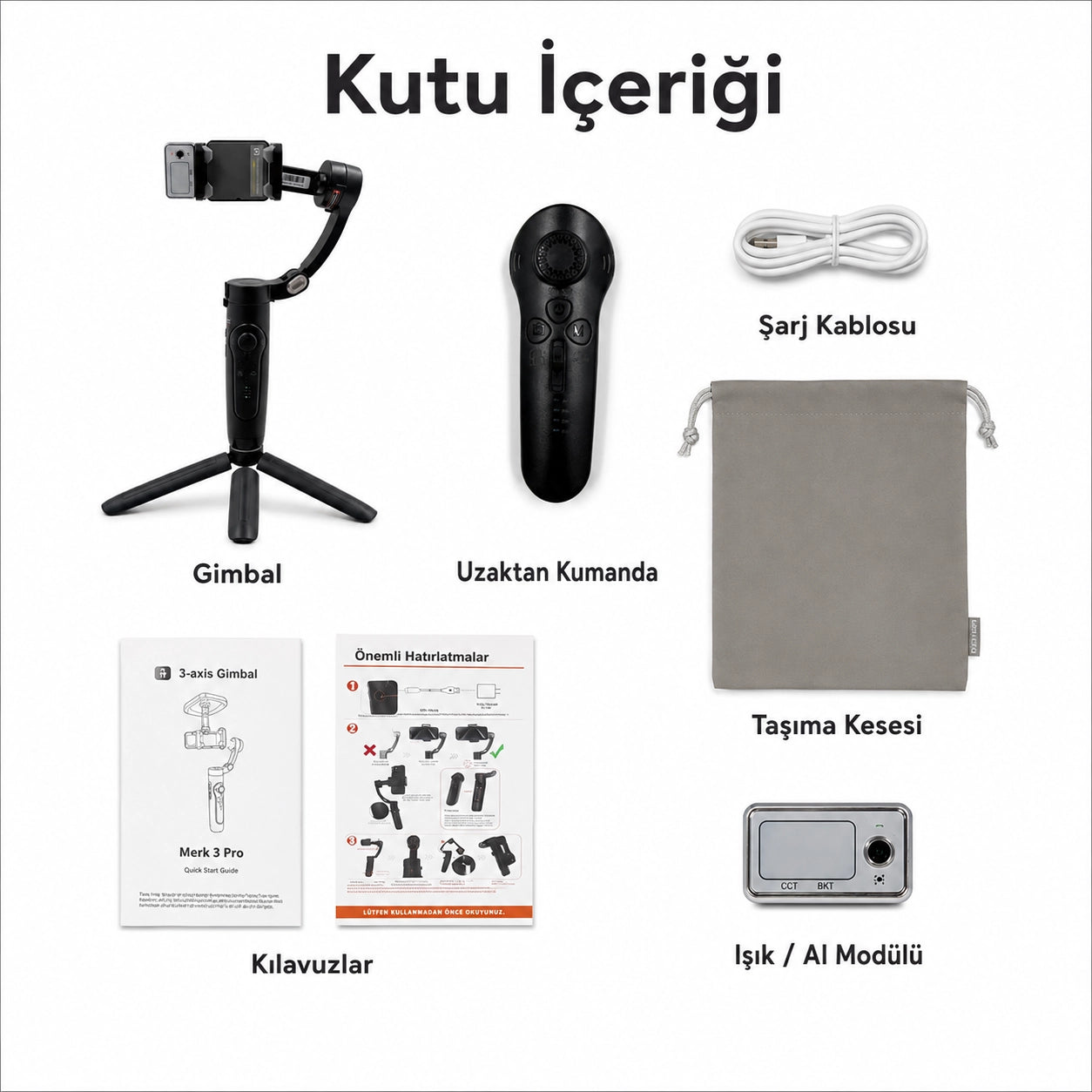 M3 Alpro Telefon Gimbal Stabilizatör 3-Eksenli, AI Akıllı Takip Özellikli Sabitleyici