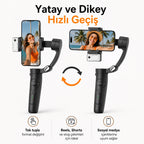 M3 Alpro Telefon Gimbal Stabilizatör 3-Eksenli, AI Akıllı Takip Özellikli Sabitleyici