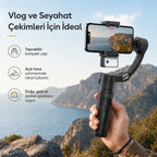 M3 Alpro Telefon Gimbal Stabilizatör 3-Eksenli, AI Akıllı Takip Özellikli Sabitleyici