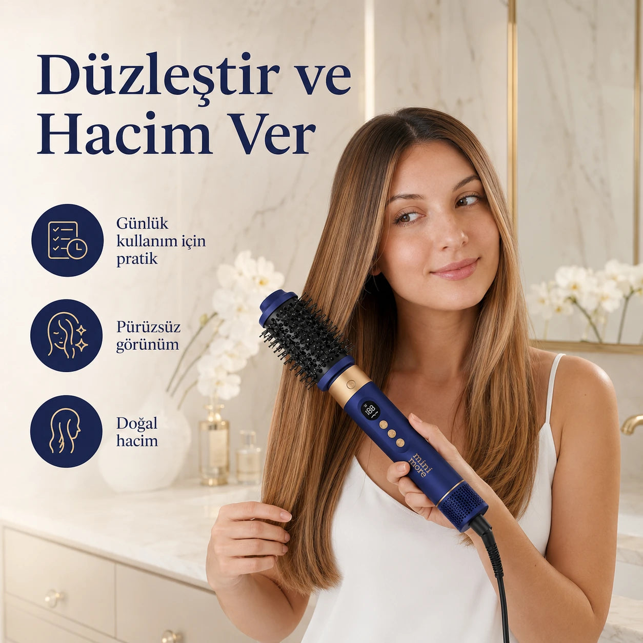 Mini More 6 In 1 Airstyler Hava Üflemeli Saç Şekillendirici Seti Coanda Etkili Saç Düzleştirici ve Maşa