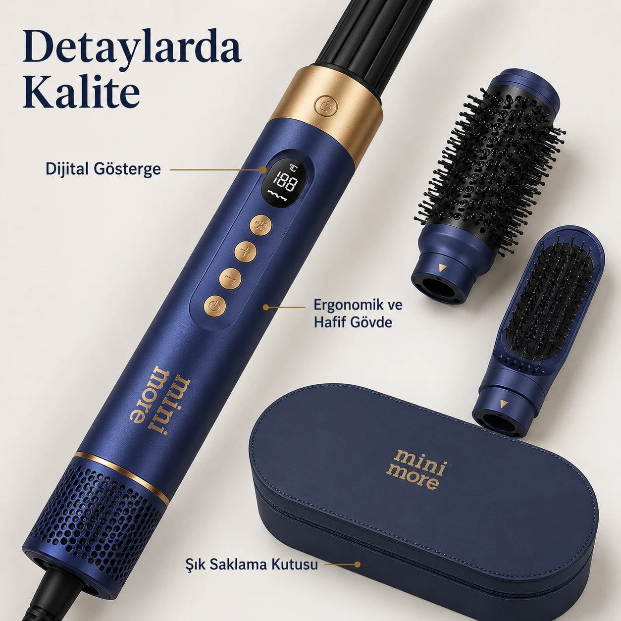 Mini More 6 In 1 Airstyler Hava Üflemeli Saç Şekillendirici Seti Coanda Etkili Saç Düzleştirici ve Maşa