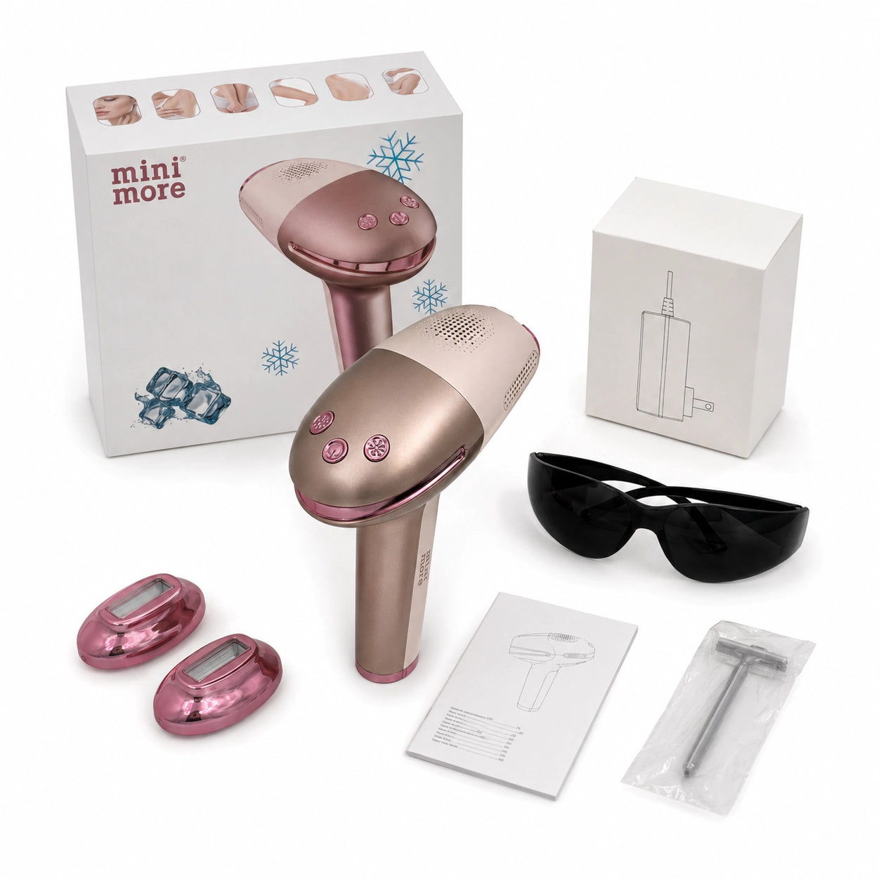 Mini More Beauty Professional IPL Lazer Epilasyon Cihazı 999.999 Atım, Buz Başlıklı Acısız Tüy Bitirme Cihazı - Rose Gold