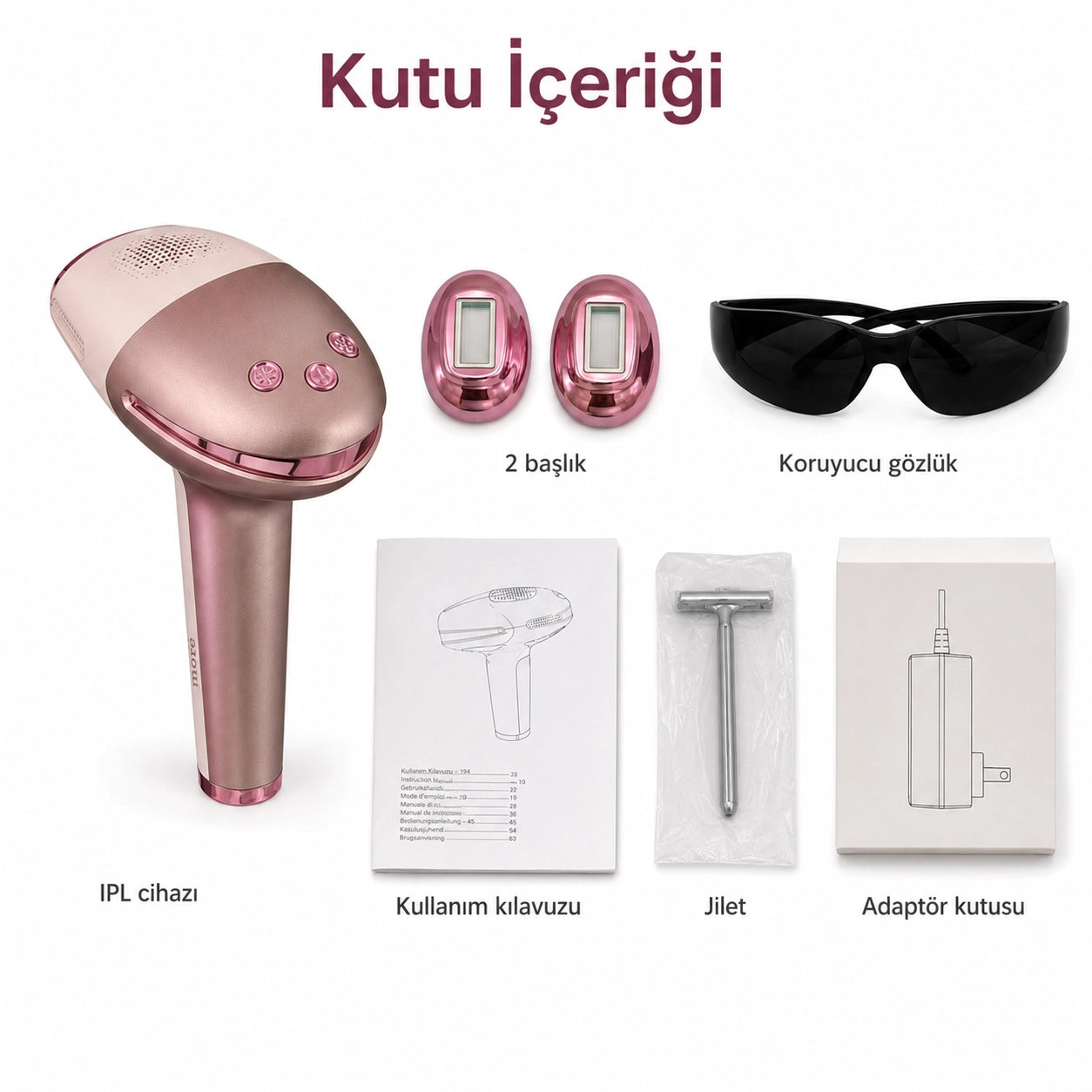 Mini More Beauty Professional IPL Lazer Epilasyon Cihazı 999.999 Atım, Buz Başlıklı Acısız Tüy Bitirme Cihazı - Rose Gold