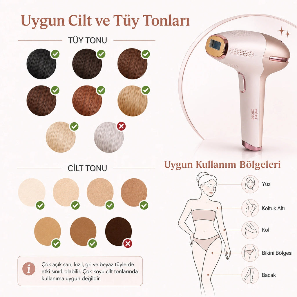 Mini More Beauty Professional IPL Lazer Epilasyon Cihazı 999.999 Atım, Buz Başlıklı Acısız Tüy Bitirme Cihazı - Rose Gold