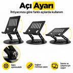 Masaüstü Telefon ve Tablet Standı Alüminyum Alaşım, 360 Degree Dönebilen Katlanabilir Metal Stand NO.S961