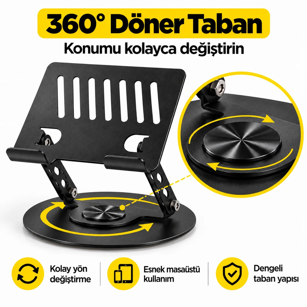 Masaüstü Telefon ve Tablet Standı Alüminyum Alaşım, 360 Degree Dönebilen Katlanabilir Metal Stand NO.S961