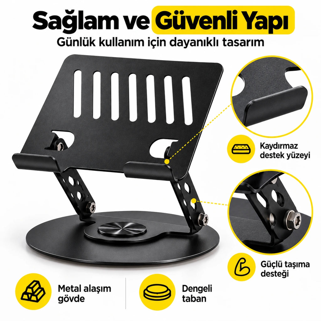 Masaüstü Telefon ve Tablet Standı Alüminyum Alaşım, 360 Degree Dönebilen Katlanabilir Metal Stand NO.S961