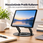 Masaüstü Telefon ve Tablet Standı Alüminyum Alaşım, 360 Degree Dönebilen Katlanabilir Metal Stand NO.S961