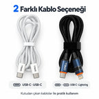 PELL E14 65W Çoklu Çıkışlı Hızlı Şarj Aleti Seti 60W PD Type-C ve 27W PD Lightning Çift Kablolu, PD 3 Portlu Ultra Hızlı Turbo Şarj Cihazı Type-C ve Type-A USB Seyahat Şarj Adaptörü