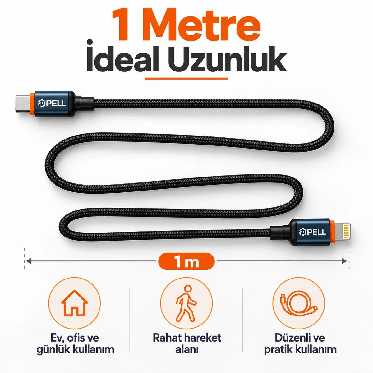 PELL E14 65W Çoklu Çıkışlı Hızlı Şarj Aleti Seti 60W PD Type-C ve 27W PD Lightning Çift Kablolu, PD 3 Portlu Ultra Hızlı Turbo Şarj Cihazı Type-C ve Type-A USB Seyahat Şarj Adaptörü