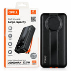 PELL G347 20000 mAh Kendinden Kablolu 22.5W PD Dijital Göstergeli Powerbank, Hızlı Taşınabilir Şarj Cihazı