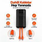 PELL G347 20000 mAh Kendinden Kablolu 22.5W PD Dijital Göstergeli Powerbank, Hızlı Taşınabilir Şarj Cihazı