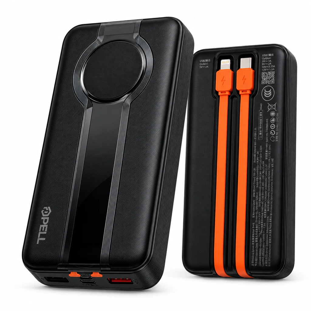 PELL G347 20000 mAh Kendinden Kablolu 22.5W PD Dijital Göstergeli Powerbank, Hızlı Taşınabilir Şarj Cihazı