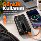 PELL G347 20000 mAh Kendinden Kablolu 22.5W PD Dijital Göstergeli Powerbank, Hızlı Taşınabilir Şarj Cihazı