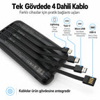 PELL GN-08C 10000 mAh Kendinden 4 Kablolu Dijital Göstergeli Powerbank, 2A Hızlı Taşınabilir Şarj Cihazı