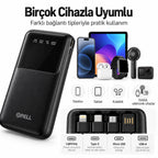 PELL GN-08C 10000 mAh Kendinden 4 Kablolu Dijital Göstergeli Powerbank, 2A Hızlı Taşınabilir Şarj Cihazı