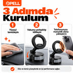 PELL H8 Mekanik Vakumlu Manyetik Araç İçi Telefon Tutucu, 360° Dönebilen Alüminyum Tutacak
