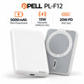 PELL PL-F12 5000 mAh MagSafe 15W Kablosuz Şarj Powerbank, 20W PD Type-C Hızlı Şarj Mini Taşınabilir Şarj Cihazı