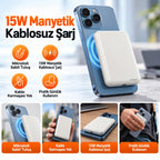PELL PL-F12 5000 mAh MagSafe 15W Kablosuz Şarj Powerbank, 20W PD Type-C Hızlı Şarj Mini Taşınabilir Şarj Cihazı