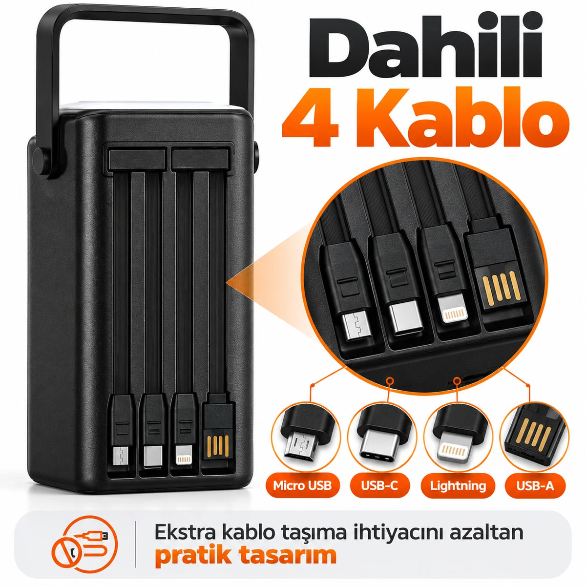 PELL PL-F23 50000 mAh Powerbank 22.5W, LED Işıklı Turbo Hızlı Taşınabilir Şarj Cihazı