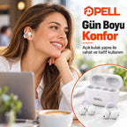 PELL PL-T17 Açık Kulak Klipsli TWS Kulaklık, Bluetooth V6.0 35 Saat Pil Ömrü Kablosuz Kulak Klipsi Standlı Kulaklık