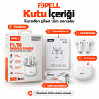 PELL PL-T6 TWS Bluetooth V6.0 Kablosuz Kulak İçi Kulaklık, 25 Saat Pil Ömrü Güçlü Bas Dokunmatik Kontrollü Kulaklık
