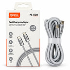 PELL PL-X28 240W PD Type-C to Type-C Hızlı Şarj ve Veri Kablosu 2m, Örgü Halatlı Dayanıklı Harici Disk Kablosu