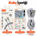PELL PL-X28 240W PD Type-C to Type-C Hızlı Şarj ve Veri Kablosu 2m, Örgü Halatlı Dayanıklı Harici Disk Kablosu
