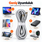 PELL PL-X28 240W PD Type-C to Type-C Hızlı Şarj ve Veri Kablosu 2m, Örgü Halatlı Dayanıklı Harici Disk Kablosu