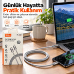 PELL PL-X28 240W PD Type-C to Type-C Hızlı Şarj ve Veri Kablosu 2m, Örgü Halatlı Dayanıklı Harici Disk Kablosu