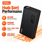 PELL F07 20.000 mAh Powerbank 22.5W, PD 20W Turbo Hızlı Taşınabilir Şarj Cihazı