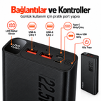 PELL F07 20.000 mAh Powerbank 22.5W, PD 20W Turbo Hızlı Taşınabilir Şarj Cihazı