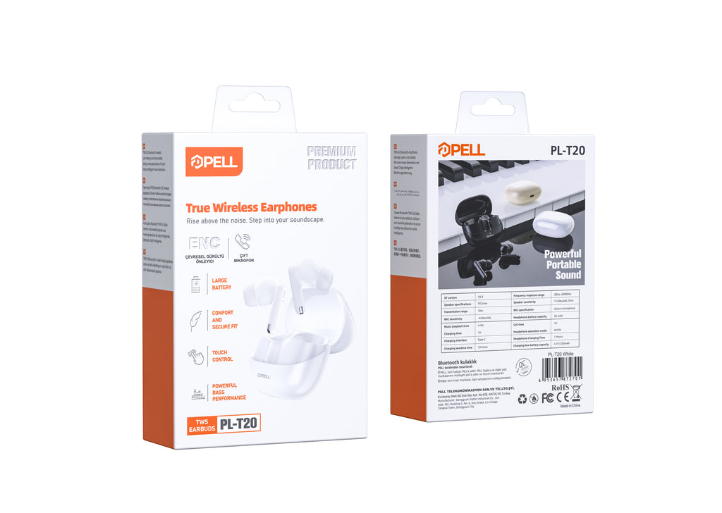PELL T20 Premium Bluetooth Kulak İçi Kulaklık 5.3, Aktif Gürültü Engelleme ANC Kablosuz Kulaklık
