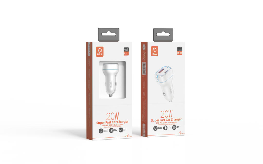 PL-11 20W Çift Çıkışlı Hızlı Araç Şarj Cihazı, USB-A ve USB-C Çakmaklık Şarj Adaptörü