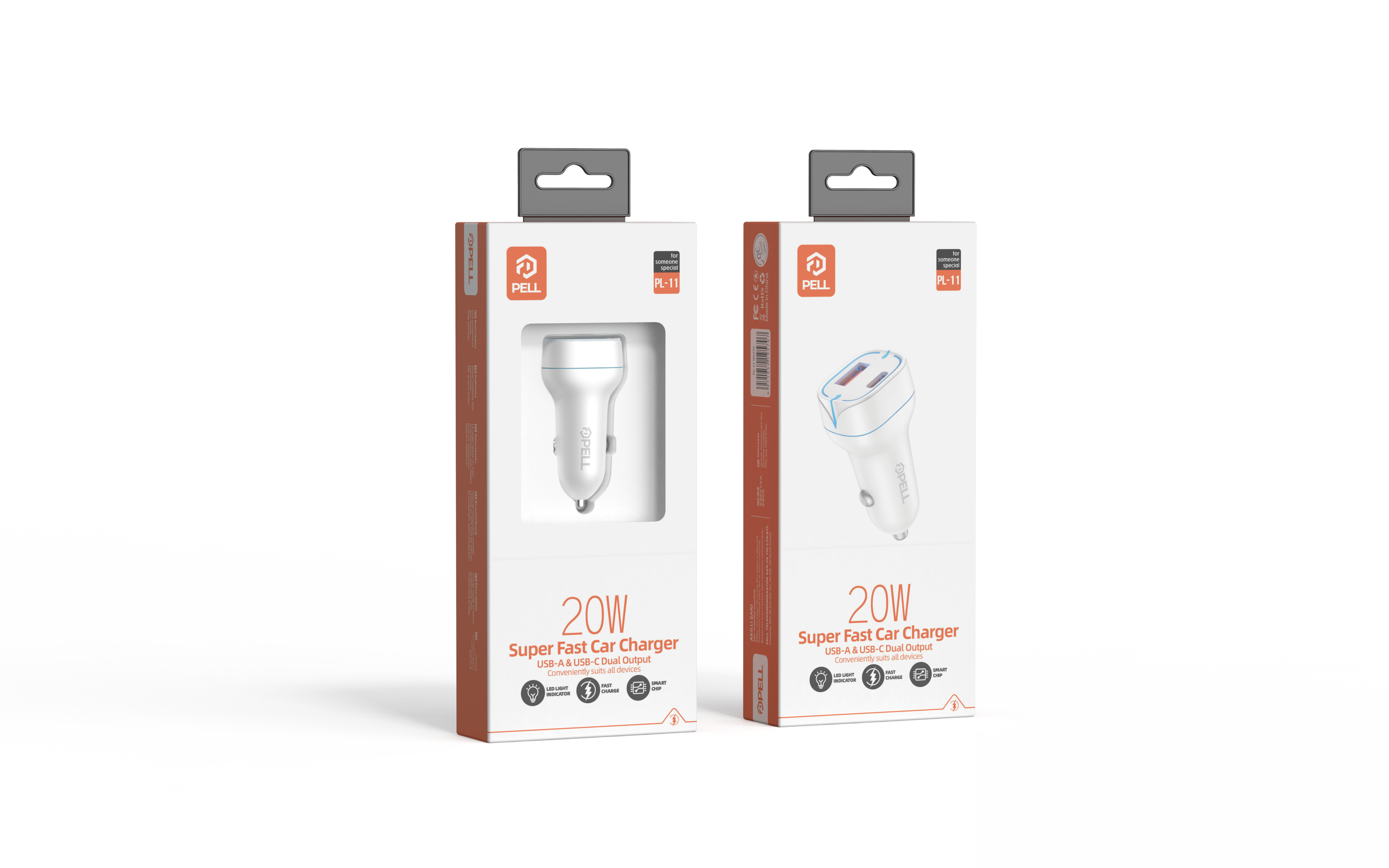 PL-11 20W Çift Çıkışlı Hızlı Araç Şarj Cihazı, USB-A ve USB-C Çakmaklık Şarj Adaptörü