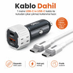 PELL PL-C15 38W Çift Çıkışlı PD PPS Hızlı Araç Şarj Cihazı, Type-C Kablo Setli Çakmaklık Şarj Adaptörü