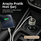 PELL PL-C15 38W Çift Çıkışlı PD PPS Hızlı Araç Şarj Cihazı, Type-C Kablo Setli Çakmaklık Şarj Adaptörü