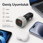 PELL PL-C15 38W Çift Çıkışlı PD PPS Hızlı Araç Şarj Cihazı, Type-C Kablo Setli Çakmaklık Şarj Adaptörü