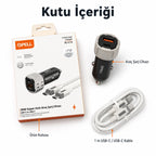 PELL PL-C15 38W Çift Çıkışlı PD PPS Hızlı Araç Şarj Cihazı, Type-C Kablo Setli Çakmaklık Şarj Adaptörü