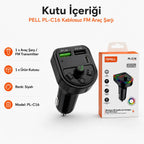 PL-C16 Bluetooth 5.3 FM Transmitter Araç Şarj Cihazı 5V/3.1A, Kablosuz Araç Çakmaklık Adaptörü