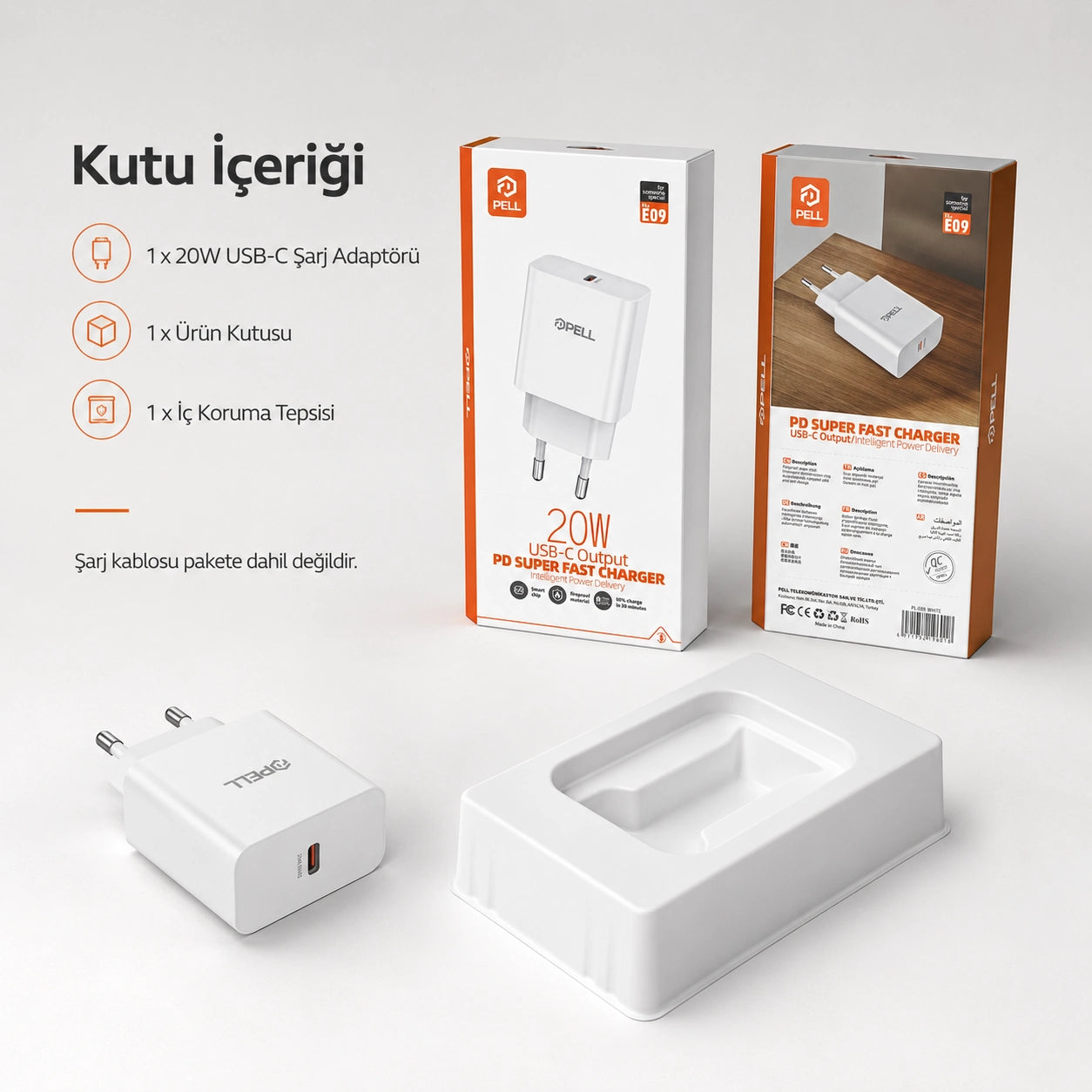 PL-E09 20W PD Süper Hızlı Şarj Başlığı, USB-C Evrensel Şarj Adaptörü